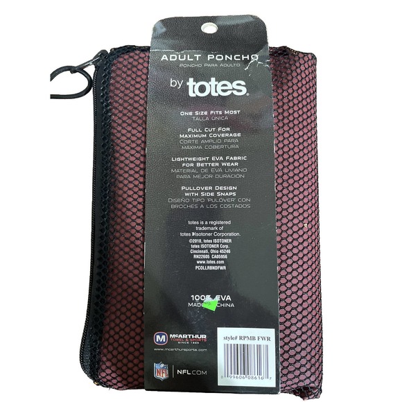 NFL Adult Poncho Washington Senators By Totes - Picture 2 of 2